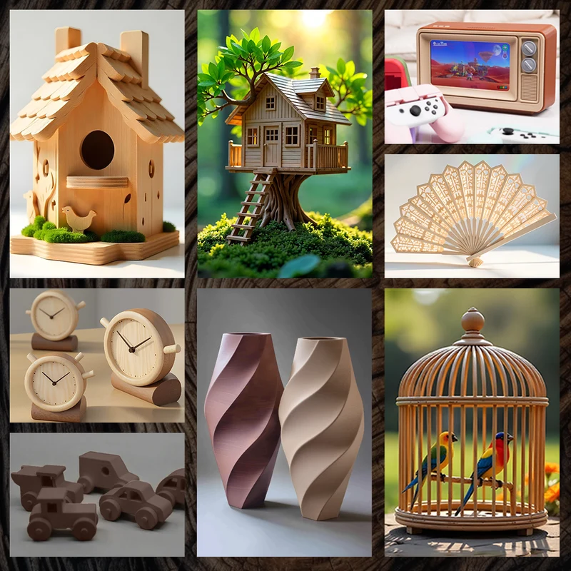 SUNLU Optimiertes Holz PLA (Wood PLA)3D Drucker Filament 1KG, optimierte und verbesserte Holzstruktur