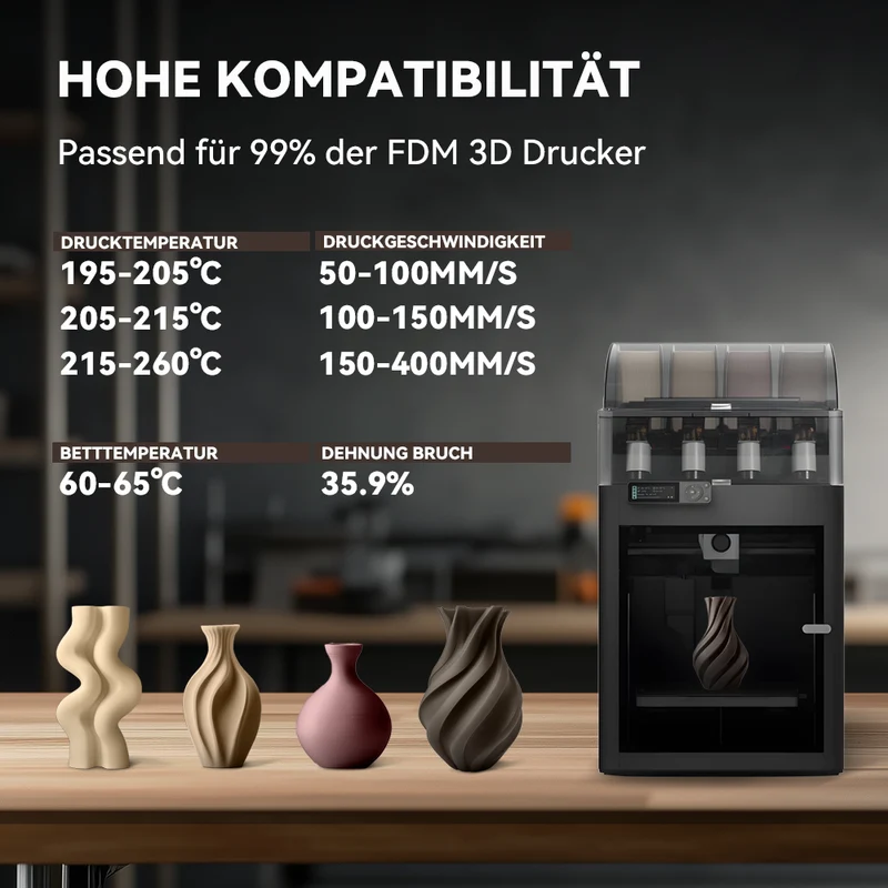SUNLU Optimiertes Holz PLA (Wood PLA)3D Drucker Filament 1KG, optimierte und verbesserte Holzstruktur