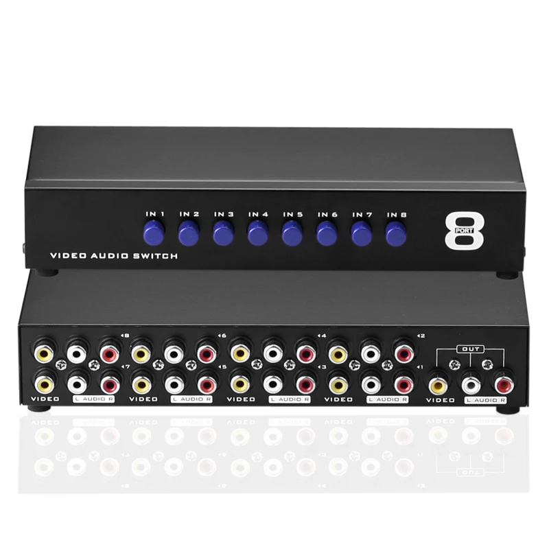 8-Port RCA AV Switch – 8 Eingang 1 Ausgang Audio/Video Schalter | euroharry
