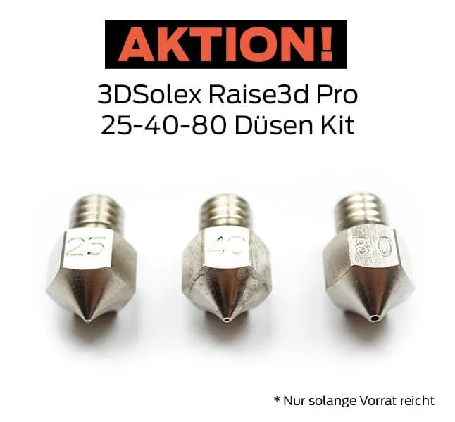 ALL-IN-ONE-Paket: Raise3D Pro2 Plus 3D-Drucker mit Dual-Extruder + Pro2 Build Plate + 3DSolex Düsen Kit + DimaFix Pen