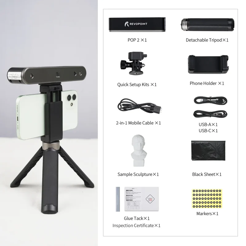 Im Set: Revopoint POP 2 3D-Scanner + 2x AESUB Scanningspray