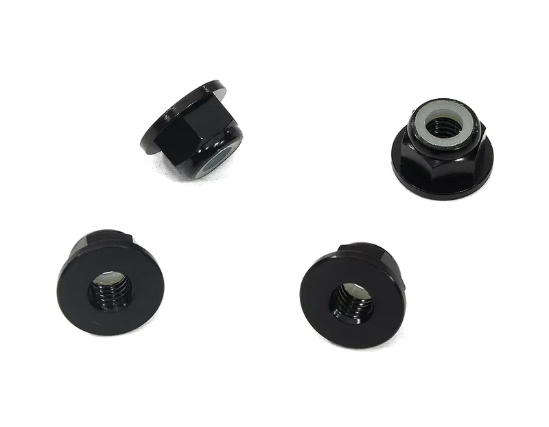 Integy Color Alloy Metal M4 Size Hex Lock Nut Flanged 4pcs - C32141BLACK