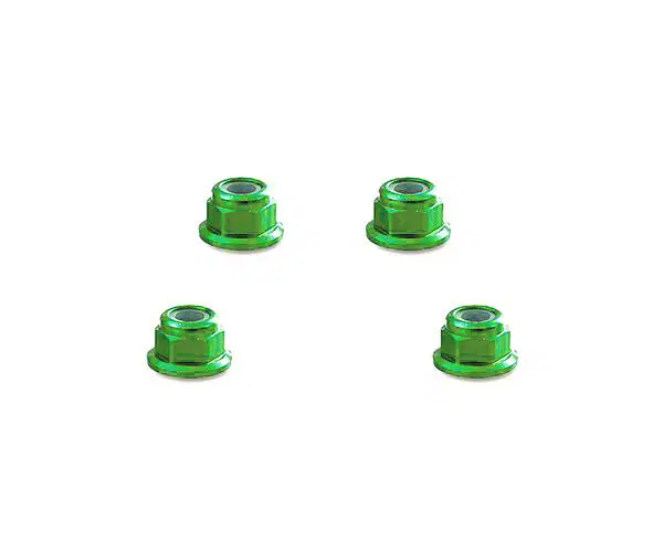 Integy Color Alloy Metal M4 Size Hex Lock Nut Flanged 4pcs - C32141GREEN