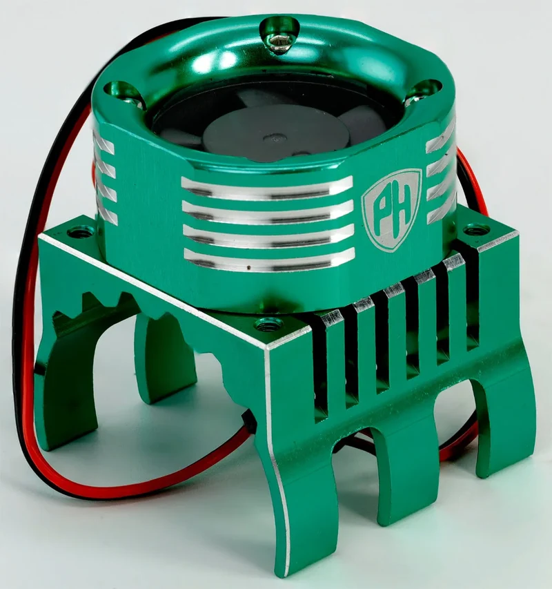 PowerHobby 1/8 Aluminum High Speed LED Lights Cooling Fan Heatsink Mount Green