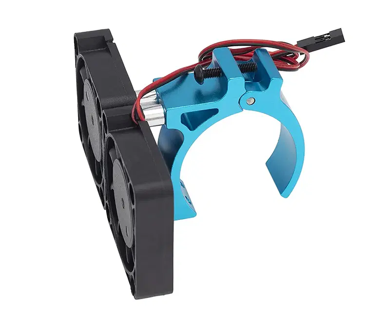 Integy Blue 42mm Motor Heatsink with Dual 40x40mm Cooling Fans for 1/10 & 1/8 RC Cars - C32117BLUE