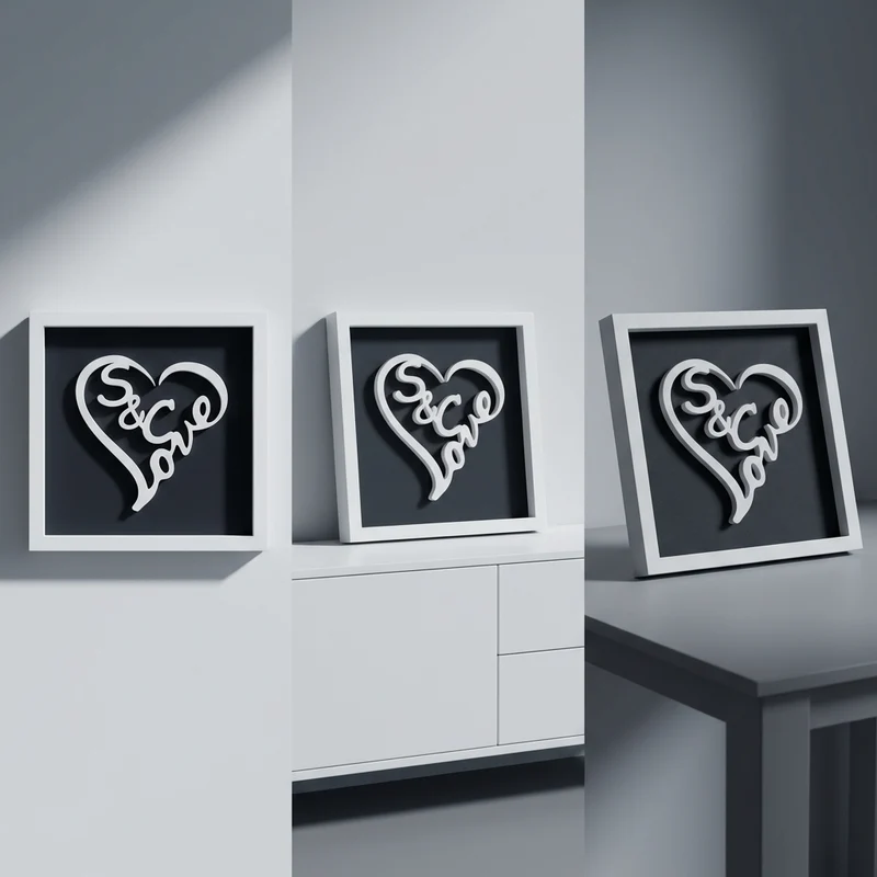 Love-Schriftzug in Herzform gerahmt | Personalisiertes Geschenk