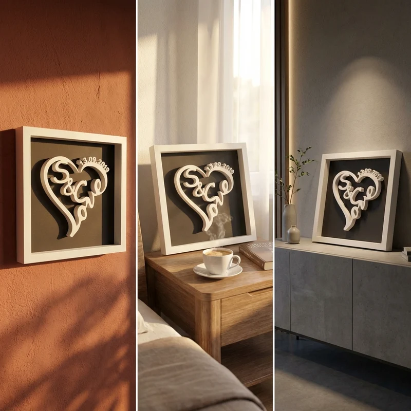 Love-Schriftzug in Herzform gerahmt | Personalisiertes Geschenk