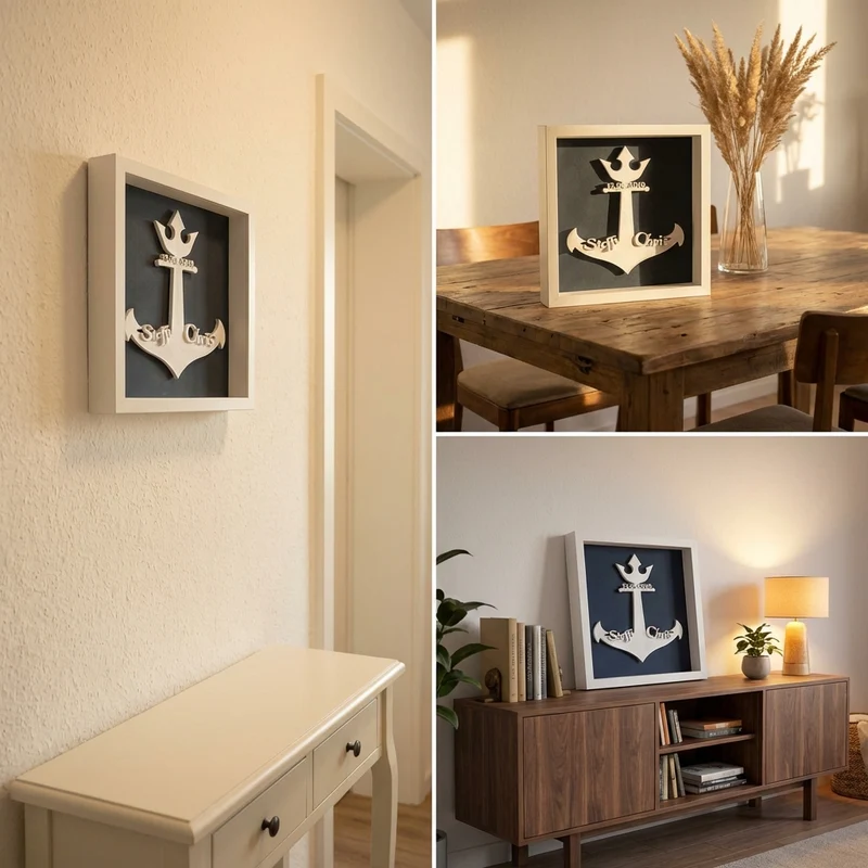 Personalisierter Anker im Rahmen | 3D‑Druck maritime Deko & Geschenk
