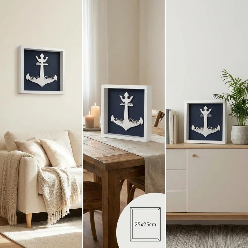 Personalisierter Anker im Rahmen | 3D‑Druck maritime Deko & Geschenk
