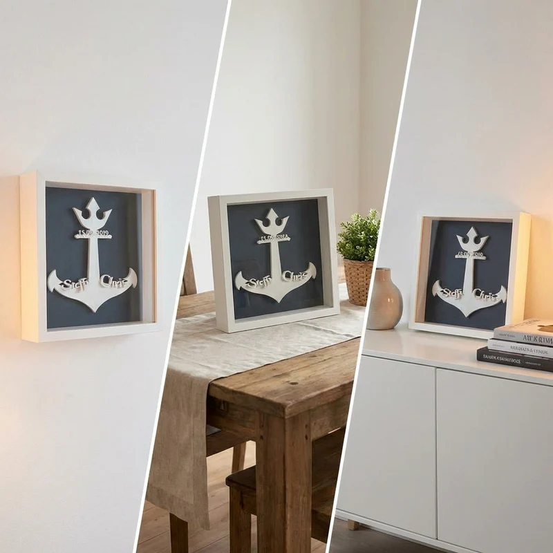 Personalisierter Anker im Rahmen | 3D‑Druck maritime Deko & Geschenk