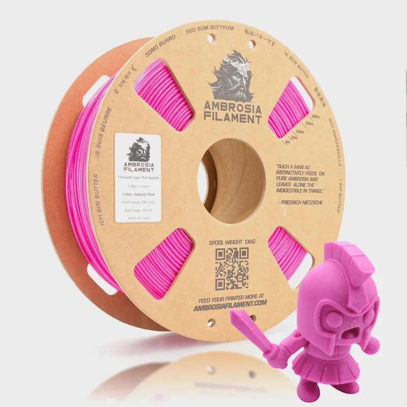 AMBROSIA Galactic (Sparkle) PLA Filament of the Gods - 1KG Bambu AMS Friendly Cardboard Spools Premium 3D Printing Filament