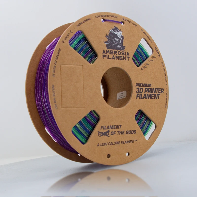 AMBROSIA Galactic (Sparkle) PLA Filament of the Gods - 1KG Bambu AMS Friendly Cardboard Spools Premium 3D Printing Filament