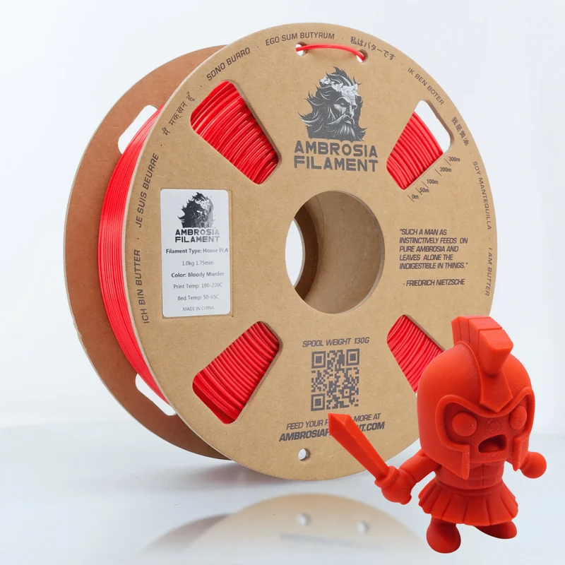 AMBROSIA PLA Filament of the Gods - 1KG Bambu AMS Friendly Cardboard Spools Premium 3D Printing Filament
