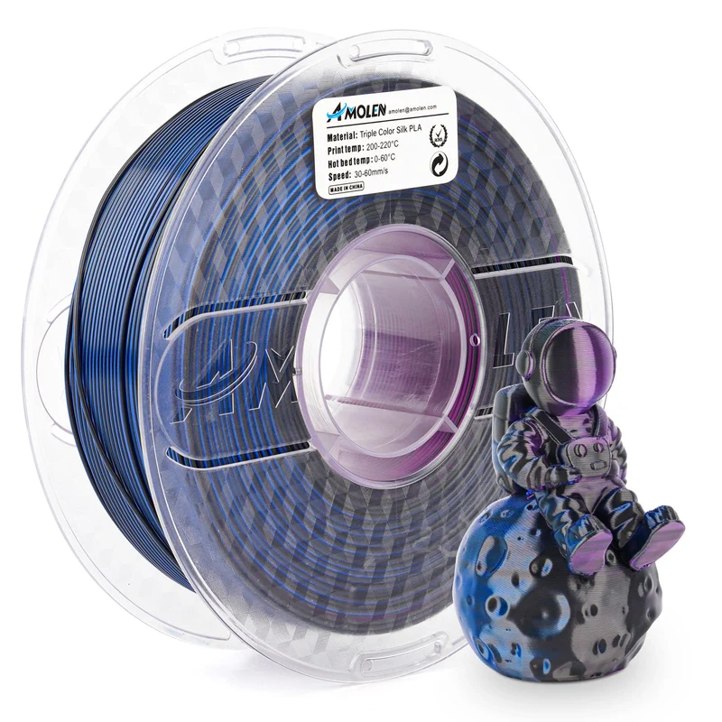PLA Silk Triple Color 1.75mm, 1KG/2.2LB