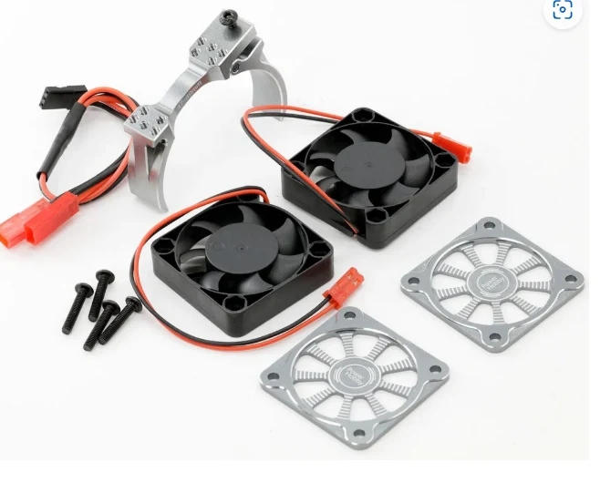 Power Hobby 1/8 Aluminum Heatsink 40mm Dual High Speed Cooling Fans with Cover - Gunmetal