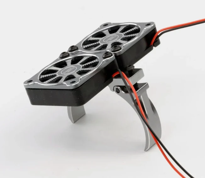 Power Hobby 1/8 Aluminum Heatsink 40mm Dual High Speed Cooling Fans with Cover - Gunmetal