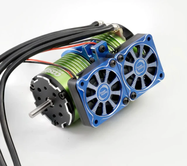 Power Hobby 1/8 Aluminum Heatsink 40mm Dual High Speed Cooling Fans with Cover - Gunmetal