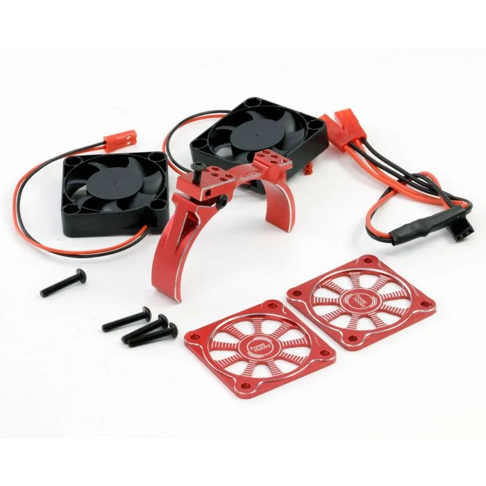Power Hobby 1/5 Aluminum Heatsink with 40mm Dual High Speed Cooling Fans and Cover, Red