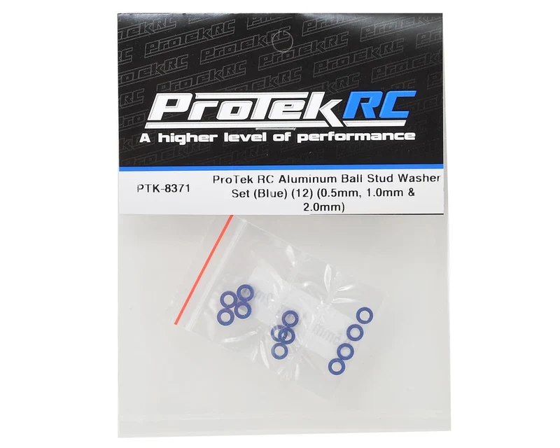 ProTek RC Aluminum Ball Stud Washer Set (Blue) (12) (0.5mm, 1.0mm & 2.0mm)