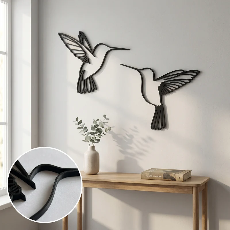 Kolibri Wanddeko „Tanz der Kolibris“ | 3D‑Druck Wandbild aus PLA