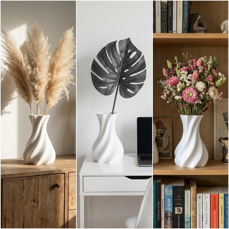 Moderne 3D‑Vase „Mona“ | nachhaltiges PLA in Marmor‑Optik