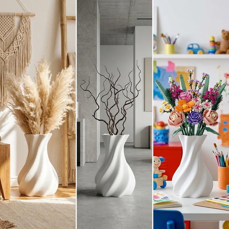Moderne 3D‑Vase „Mona“ | nachhaltiges PLA in Marmor‑Optik
