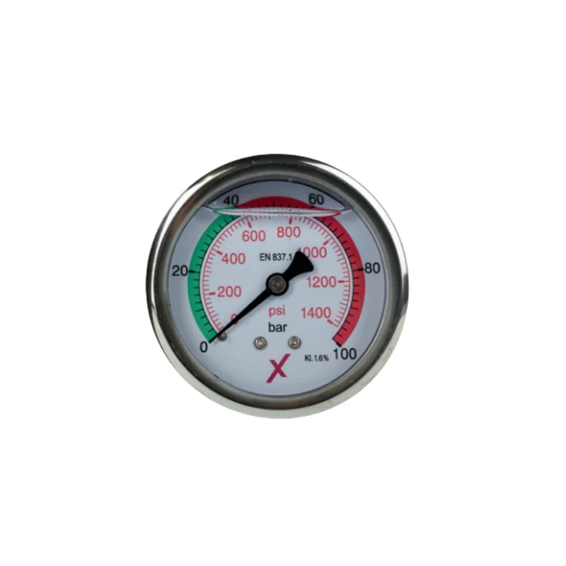 Glycerin-Manometer 0–100 bar mit 1/4"-Anschluss hinten, Ø 63 mm, für Mörteldruck