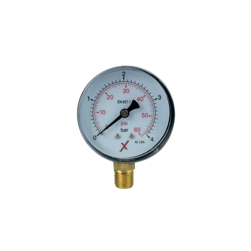 Manometer 0–4 bar mit 1/4"-Anschluss unten, Ø 63 mm, für Förderanlagen