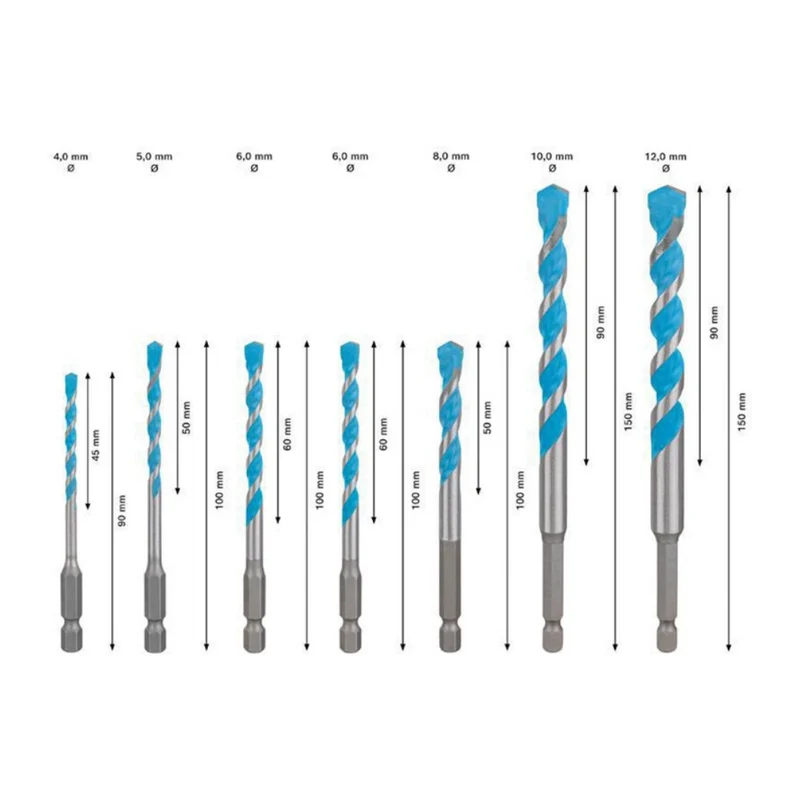 Bohrer-Set EXPERT HEX-9 Multi Construction Arbeitslänge 45/50/60/60/50/90/90 mm 7-teilig Ø 4/5/6/6/8/10/12 mm