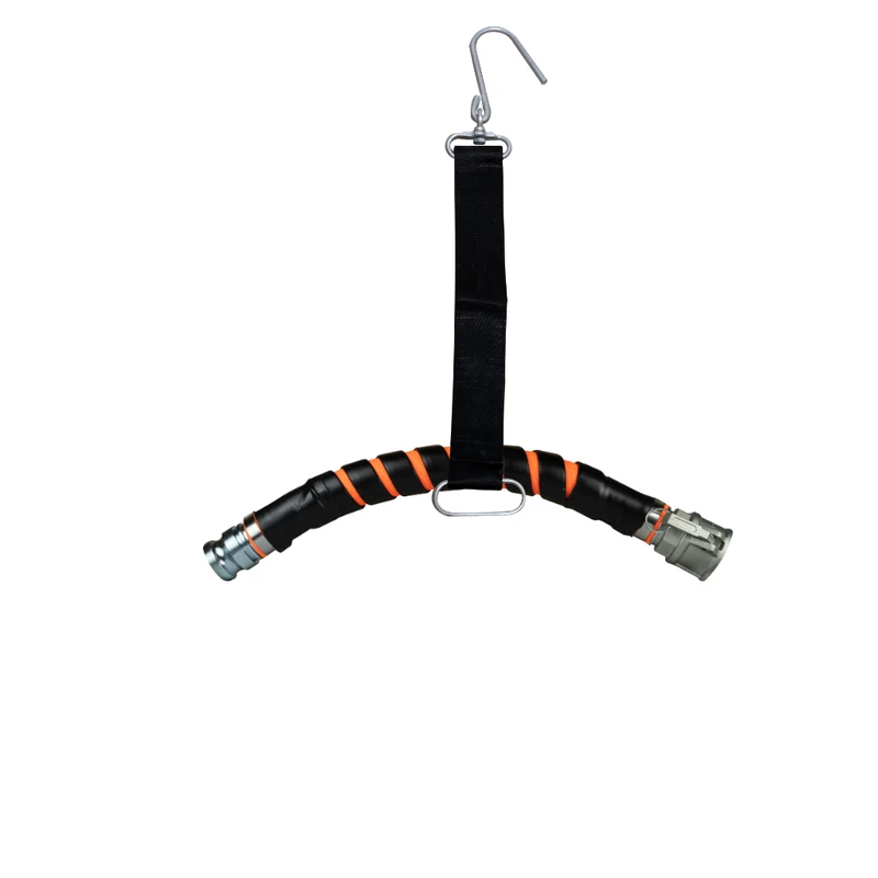 Schlauchbogen 42 mm MK50 mit Schlauchknickschutz, 70 cm, mit Schlauchhaltegurt Textil