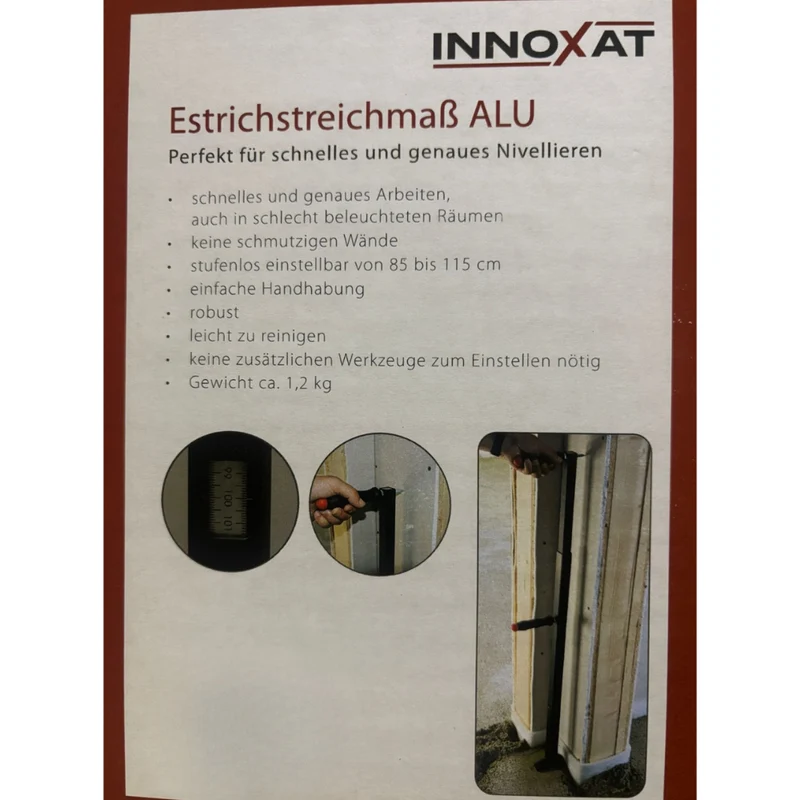 Estrichstreichmaß ALU, stufenlos einstellbar von 85 bis 115 cm