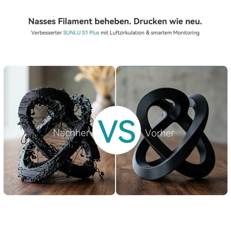 SUNLU S1 Plus Filament trockner für feuchtes Filament beim 3D-Druck