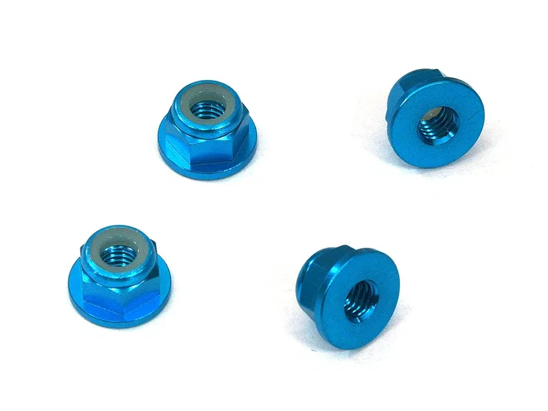 Integy Color Alloy Metal M4 Size Hex Lock Nut Flanged 4pcs - C32141LIGHTBLUE