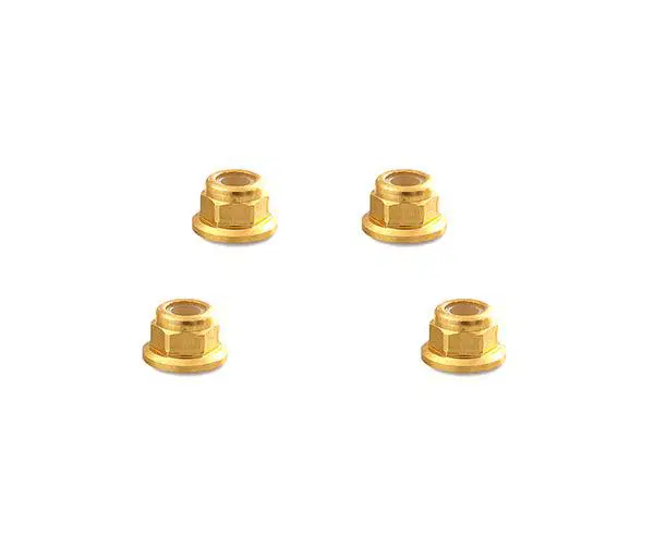 Integy Color Alloy Metal M4 Size Hex Lock Nut Flanged 4pcs - C32141GOLD